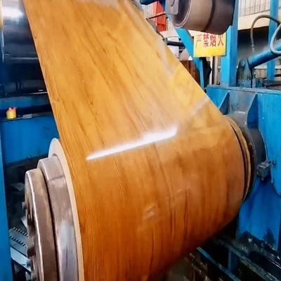 914mm Wooden Grain Prepainted Galvalume Steel Coil For Making Cold Strip Welded Pipes
