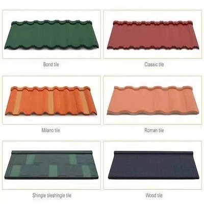 Zinc Steel Galvalume Stone Coated Roofing Tile Light Weight 0.4mm 0.8mm